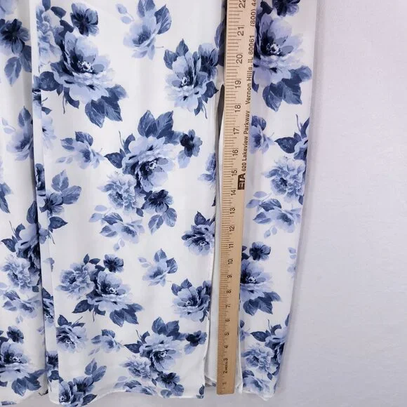 Abercrombie & Fitch Dress Size Small Blue Floral Corset Seamed Midi Slit - Picture 7 of 14